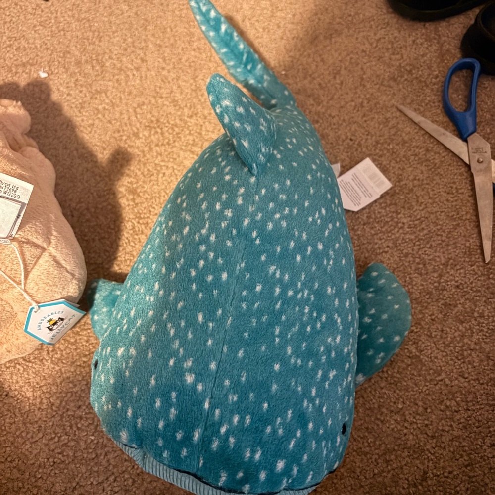 Jellycat Teal and White Stuffed Animal